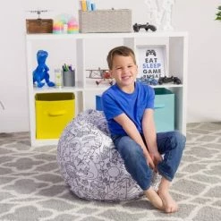 Cheap 👍 Bean Bag Chair - Posh Creations Canvas Blue/white Bubbles 🔔