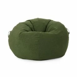 Buy 👏 5' Avera Contemporary Bean Bag with Vinyl Straps - Christopher Knight Home Cedar Green/autumn Tan 👏 -Living Room Chairs Sales unnamed file 10040