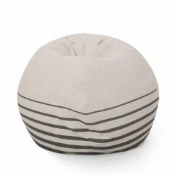 Brand new 😍 5' Hudgeons Boho Striped Bean Bag - Christopher Knight Home Natural/navy 😉 -Living Room Chairs Sales unnamed file 10048