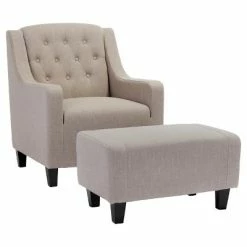 Top 10 😀 Elaine Tufted Fabric Chair and Ottoman - Christopher Knight Home Beige ✔️ -Living Room Chairs Sales unnamed file 10213