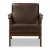 Cheapest 🔔 Bianca Mid Century Modern Walnut Wood Distressed Faux Leather Lounge Chair Dark Brown - Baxton Studio 🥰 -Living Room Chairs Sales unnamed file 1022