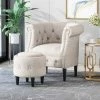 Coupon 🎉 Beihoffer Petite Tufted Fabric Chair and Ottoman Set - Christopher Knight Home Beige/dark Brown ⌛ -Living Room Chairs Sales unnamed file 10232