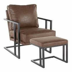 Flash Sale 💯 Roman Industrial Lounge Chair and Ottoman - LumiSource Black/gray ⌛ -Living Room Chairs Sales unnamed file 10249
