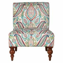 Budget ๐ Slipper Accent Chair and Ottoman Coral/Turquoise - HomePop ๐งจ