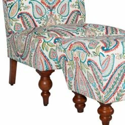 Budget 👍 Slipper Accent Chair and Ottoman Coral/Turquoise - HomePop 🧨 -Living Room Chairs Sales unnamed file 10273