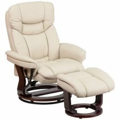 Buy ✨ Riverstone Furniture Collection Leather Recliner & Ottoman Beige 🎁