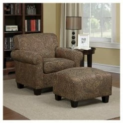 Hot Sale 💯 Wendy Rounded Armchair & Ottoman - Handy Living Red 🎉