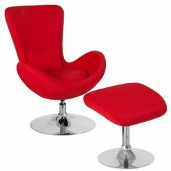 New 🎁 Flash Furniture Egg Series Side Reception Chair with Bowed Seat and Ottoman ❤️ -Living Room Chairs Sales unnamed file 10312