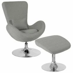 New 🎁 Flash Furniture Egg Series Side Reception Chair with Bowed Seat and Ottoman ❤️ -Living Room Chairs Sales unnamed file 10315