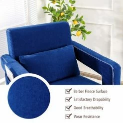 Cheapest ✨ Costway Modern Berber Fleece Single Sofa Chair w/ Ottoman & Waist Pillow RedBlueBlackGreenOrange 👏 -Living Room Chairs Sales unnamed file 10327