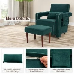 Cheapest ✨ Costway Modern Berber Fleece Single Sofa Chair w/ Ottoman & Waist Pillow RedBlueBlackGreenOrange 👏 -Living Room Chairs Sales unnamed file 10332