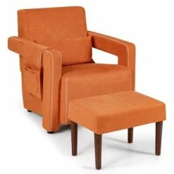 Cheapest ✨ Costway Modern Berber Fleece Single Sofa Chair w/ Ottoman & Waist Pillow RedBlueBlackGreenOrange 👏 -Living Room Chairs Sales unnamed file 10336