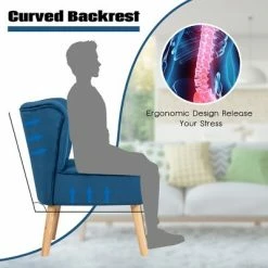 Promo 💯 Costway Leisure Chair and Ottoman Thick Padded Velvet Tufted Sofa Set w/ Wood Legs PinkBlue Green 😀 -Living Room Chairs Sales unnamed file 10341