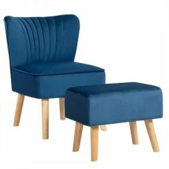Promo 💯 Costway Leisure Chair and Ottoman Thick Padded Velvet Tufted Sofa Set w/ Wood Legs PinkBlue Green 😀 -Living Room Chairs Sales unnamed file 10347