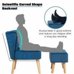 Wholesale 🥰 Costway Leisure Chair and Ottoman Thick Padded Button Tufted Sofa Set w/ Wood Legs Pink BlueGreen 🔥 -Living Room Chairs Sales unnamed file 10352