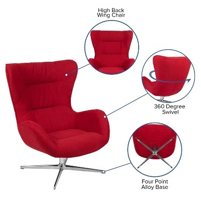 Cheap 🌟 Flash Furniture High Back Swivel Wing Chair and Saddle Style Wing Ottoman Set 👍 6 Cheap 🌟 Flash Furniture High Back Swivel Wing Chair and Saddle Style Wing Ottoman Set 👍 - Image 4