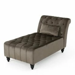 Budget 🎉 Rubie New Velvet Chaise Lounge - Christopher Knight Home Gray 🌟 -Living Room Chairs Sales unnamed file 10416