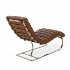 Hot Sale 🌟 Pearsall Modern Channel Stitch Chaise Lounge - Christopher Knight Home Dark Brown/silver 🤩 -Living Room Chairs Sales unnamed file 10421