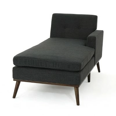 Top 10 ⭐ Stormi Mid-Century Modern Fabric Chaise Lounge - Christopher Knight Home Muted Dark Gray/walnut 🎁 6 Top 10 ⭐ Stormi Mid-Century Modern Fabric Chaise Lounge - Christopher Knight Home Muted Dark Gray/walnut 🎁 - Image 4