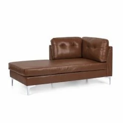 Top 10 🌟 Jimes Contemporary Upholstered Chaise Lounge - Christopher Knight Home Dark Brown/silver 👍 -Living Room Chairs Sales unnamed file 10438