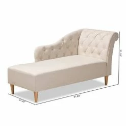 Promo 🎁 Emeline Chaise Beige - Baxton Studio ✔️