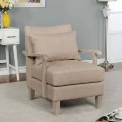 Brand new ๐ Forrester Wood Arm Accent Chair - miBasics Dark Gray ๐