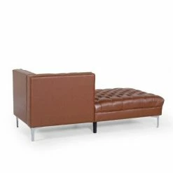 Discount ✔️ Tignall Contemporary Tufted One Armed Chaise Lounge - Christopher Knight Home Dark Brown/silver - 👍 -Living Room Chairs Sales unnamed file 10488