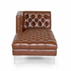 Discount ✔️ Tignall Contemporary Tufted One Armed Chaise Lounge - Christopher Knight Home Dark Brown/silver - 👍 -Living Room Chairs Sales unnamed file 10489
