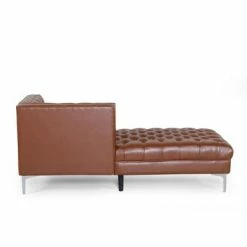 Discount ✔️ Tignall Contemporary Tufted One Armed Chaise Lounge - Christopher Knight Home Dark Brown/silver - 👍 -Living Room Chairs Sales unnamed file 10492