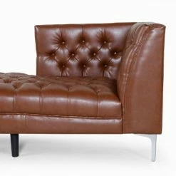 Discount ✔️ Tignall Contemporary Tufted One Armed Chaise Lounge - Christopher Knight Home Dark Brown/silver - 👍 -Living Room Chairs Sales unnamed file 10493