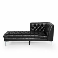 Discount ✔️ Tignall Contemporary Tufted One Armed Chaise Lounge - Christopher Knight Home Dark Brown/silver - 👍 -Living Room Chairs Sales unnamed file 10498