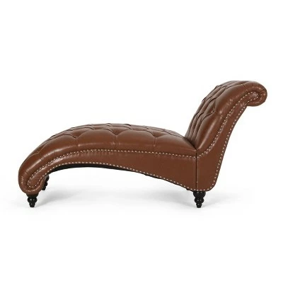 Deals 😍 Varnell Contemporary Button Tufted Chaise Lounge - Christopher Knight Home Dark Brown 🎉 11 Deals 😍 Varnell Contemporary Button Tufted Chaise Lounge - Christopher Knight Home Dark Brown 🎉 - Image 9