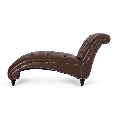 Deals 😍 Varnell Contemporary Button Tufted Chaise Lounge - Christopher Knight Home Dark Brown 🎉 12 Deals 😍 Varnell Contemporary Button Tufted Chaise Lounge - Christopher Knight Home Dark Brown 🎉 - Image 10
