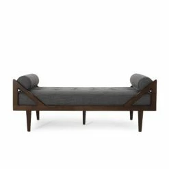 Best reviews of 😍 Rayle Contemporary Tufted Chaise Lounge with Rolled Accent Pillows - Christopher Knight Home Navy Blue/dark Brown 👏 -Living Room Chairs Sales unnamed file 10528
