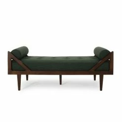 Best reviews of 😍 Rayle Contemporary Tufted Chaise Lounge with Rolled Accent Pillows - Christopher Knight Home Navy Blue/dark Brown 👏 -Living Room Chairs Sales unnamed file 10530