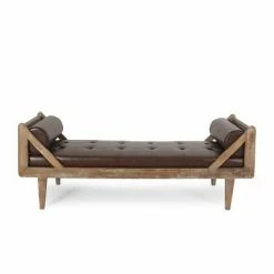Budget 🥰 Zentner Rustic Tufted Double End Chaise Lounge with Bolster Pillows - Christopher Knight Home Midnight Black/gray 🔥 -Living Room Chairs Sales unnamed file 10577