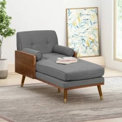 Top 10 ⭐ Fortas Mid-Century Modern Fabric Chaise Lounge Gray/Dark Walnut - Christopher Knight Home 👍