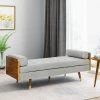 Cheapest 🎉 Keairns Mid Century Modern Tufted Double End Chaise Lounge with Bolster Pillows - Christopher Knight Home Gray/dark Walnut ⭐ -Living Room Chairs Sales unnamed file 10741