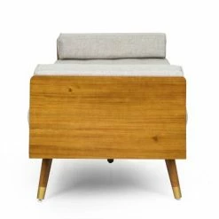 Cheapest 🎉 Keairns Mid Century Modern Tufted Double End Chaise Lounge with Bolster Pillows - Christopher Knight Home Gray/dark Walnut ⭐ -Living Room Chairs Sales unnamed file 10742