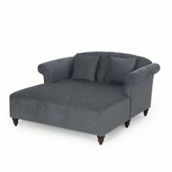 Cheapest ✨ Freas Contemporary Tufted Double Chaise Lounge with Accent Pillows - Christopher Knight Home Charcoal/dark Espresso 😍 -Living Room Chairs Sales unnamed file 10759
