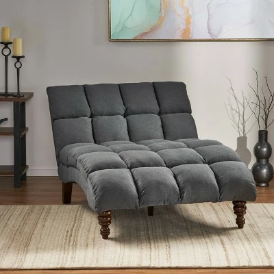Wholesale 🎁 Kaniel Traditional Tufted Fabric Double Chaise - Christopher Knight Home Dark Gray 🎉 3 Wholesale 🎁 Kaniel Traditional Tufted Fabric Double Chaise - Christopher Knight Home Dark Gray 🎉