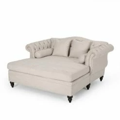 Best Sale 🧨 Wellston Contemporary Tufted Double Chaise Lounge with Accent Pillows - Christopher Knight Home Charcoal/dark Brown 🥰 -Living Room Chairs Sales unnamed file 10791
