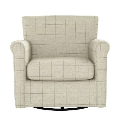 Budget ⌛ Tinsley Modern Rolled Arm Swivel Club Chair Checkered - Handy Living Barley Tan ✔️ 10 Budget ⌛ Tinsley Modern Rolled Arm Swivel Club Chair Checkered - Handy Living Barley Tan ✔️ - Image 8