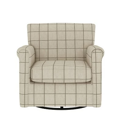 Budget ⌛ Tinsley Modern Rolled Arm Swivel Club Chair Checkered - Handy Living Barley Tan ✔️ 11 Budget ⌛ Tinsley Modern Rolled Arm Swivel Club Chair Checkered - Handy Living Barley Tan ✔️ - Image 9