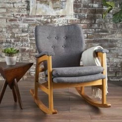 New โ๏ธ Braant Mid-Century Fabric Rocker - Christopher Knight Home Wheat ๐