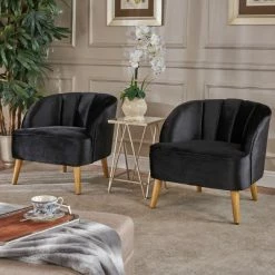 Top 10 🤩 Set of 2 Amaia Modern New Velvet Club Chair - Christopher Knight Home Black 😍