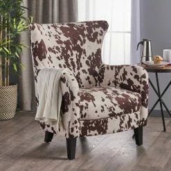 New 🛒 Arabella New Velvet Club Chair - Milk Cow - Christopher Knight Home ⌛