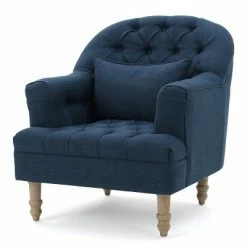Budget 🔥 Anastasia Tufted Chair - Christopher Knight Home Dark Blue ⌛ -Living Room Chairs Sales unnamed file 10981