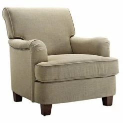 Best Pirce ⌛ London Arm Linen Club Chair with Nailheads - Dorel Living® Beige 🔥