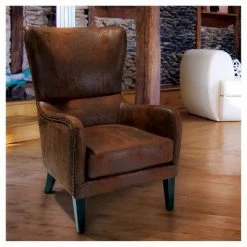 Outlet 🎁 Lorenzo Studded Club Chair Brown - Christopher Knight Home 🎁 -Living Room Chairs Sales unnamed file 11094